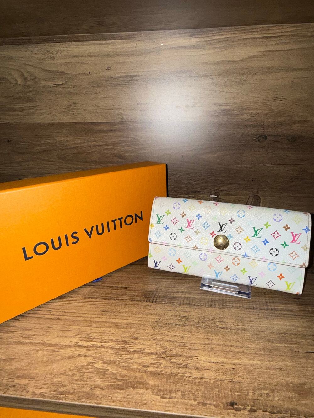Louis Vuitton Murakami Monogram Multicolore Sarah Wallet Blanc/Grenade with box